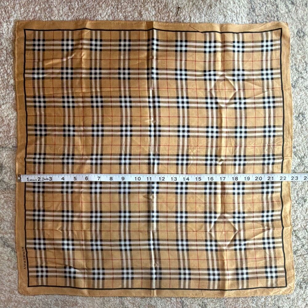 Burberry Classic Nova Check Beige Silk Square Scarf Bandana Handkerchief 21"